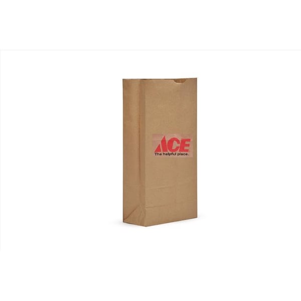 North American Bags Ace Logo Recycled Paper Brown Shopping Bag 500 pk 18 in. H X 5.25 in. W X 8.25 in. L 875010 - main